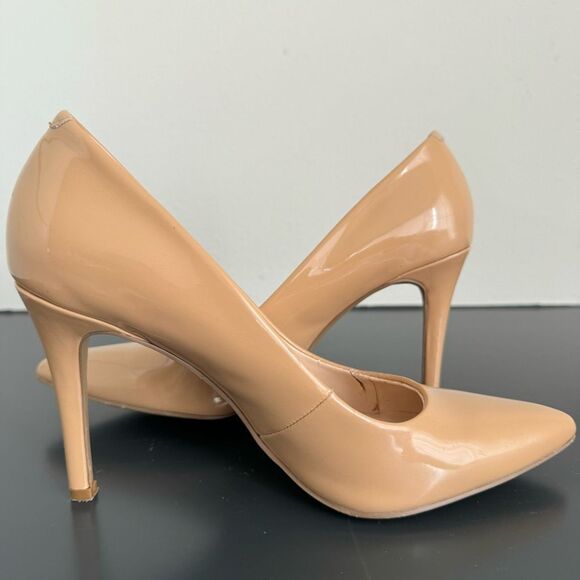 $5/$35 Nine West Patent Leather Nude Tan Pump Career Office Wear Size 6 Almond - Picture 5 of 15